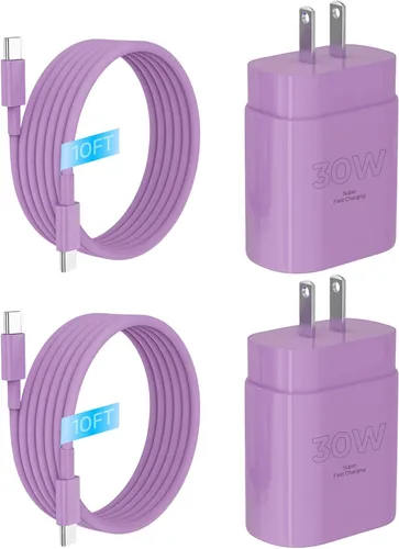 Vista 10 de Cargador para iPhone 17 16 15 cable de carga rápida de 10 pies, bloque de cargador USB C de 30 W para i Phone 15 16 16e 17 Air Plus Pro Max/iPad