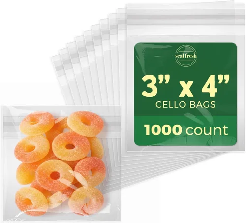 Vista 15 de Seal Fresh Bolsas de celofán autosellantes, 2 x 2 pulgadas (1000 unidades), bolsa de plástico transparente resellable para violonchelo, bolsas