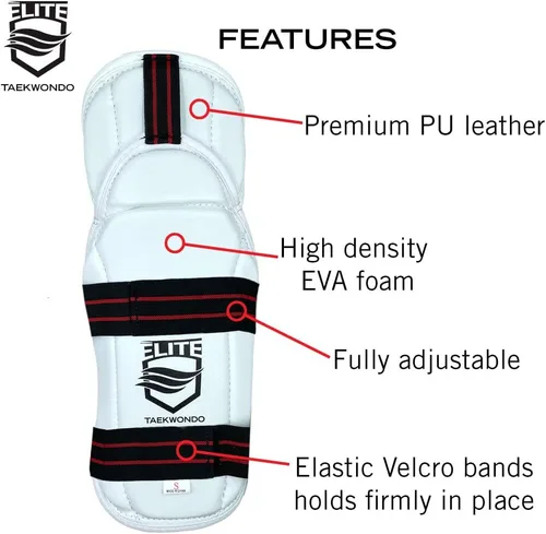 Vista 3 de ELITE - Protector de antebrazo y codo de Taekwondo. Tallas para niños y adultos (protector TKD) cómodo, ligero y protector