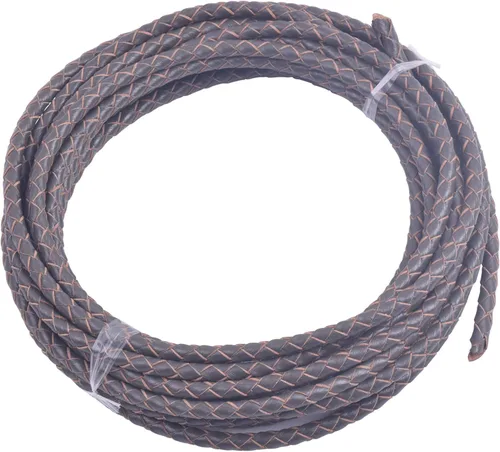 Vista 10 de KONMAY - Cordón de cuero trenzado genuino de 5 yardas, 3.0mm, marrón antiguo, redondo, para cuerda de bolo