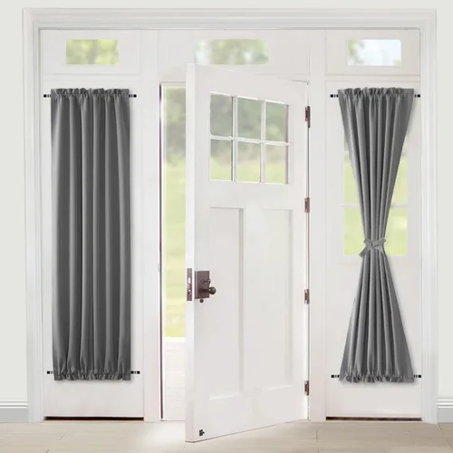 Vista 77 de XWZO - Cortinas para puerta con cortinero, cortinas blackout térmicas y oscurecedoras para puerta francesa, cortinas para ventana de la cocina, 12 x