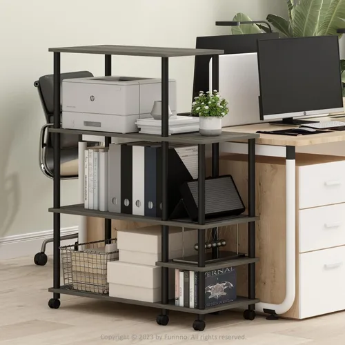Vista 10 de Furinno Turn-N-Tube - Estante de almacenamiento multiusos de 3 niveles sin herramientas