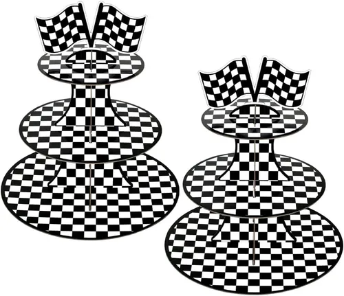 Vista 11 de MRPAPA Paquete de 2 soportes de cartón para cupcakes, bandeja de postre de 3 niveles, soporte de papel desechable, mini soporte para tartas