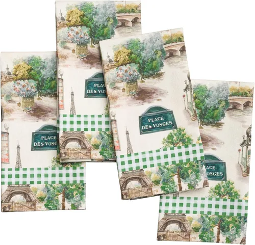 Vista 64 de Maison d' Hermine Juego de 4 servilletas de tela 100% algodón, suaves y duraderas, servilletas cuadradas reutilizables para uso diario, lavables