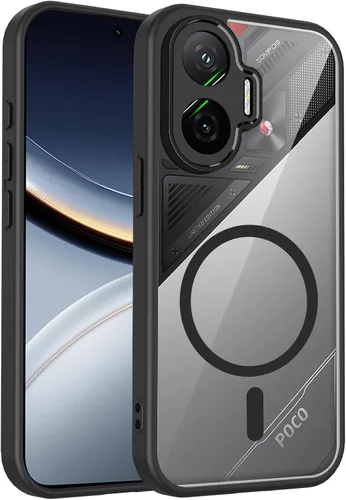 Vista 494 de Funda magnética transparente compatible con Xiaomi 17T, color negro 2 en 1 PC + TPU cubierta de teléfono a prueba de golpes, carcasa protectora