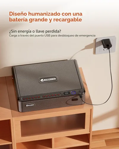 Vista 7 de BILLCONCH - Caja fuerte inteligente para armas con cable de seguridad - Caja fuerte biométrica para pistolas de mano con 4 formas de acceso rápido