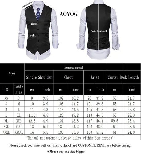 Vista 6 de AOYOG - Chaleco formal de negocios de hombres para traje o esmoquin