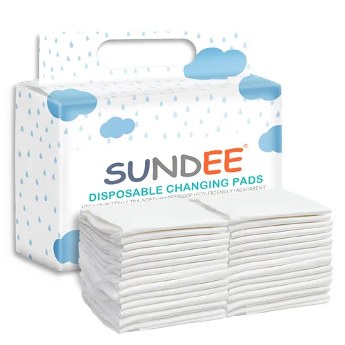 Vista 14 de Cambiador desechable para bebé, paquete de 25 almohadillas suaves de tela no tejida transpirable impermeable, protector de colchón portátil a prueba