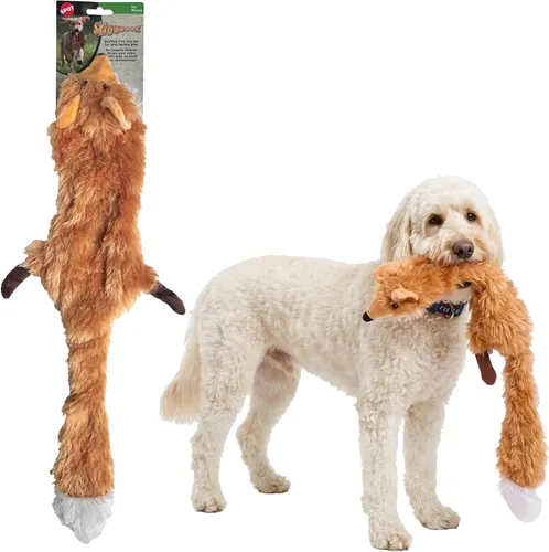 SPOT Skinneeez Fox - Juguete de peluche para perros de 23 pulgadas sin relleno – Diseño realista con 2 silbatos – Poliéster duradero y suave para