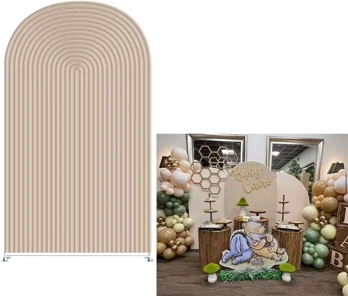 Vista 14 de Cubiertas de fondo de arco onduladas azules de 4 x 7 pies, cubiertas de paneles arqueados para bodas, fiestas de cumpleaños, decoración