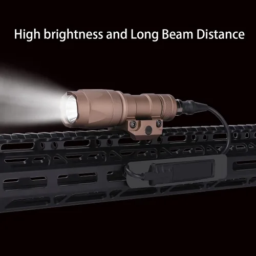 Vista 3 de Phoking linterna táctica Rifle Luz de Arma M300A - Mini luz táctica LED con interruptor de presión, linterna de 400 lúmenes para rieles Picatinny