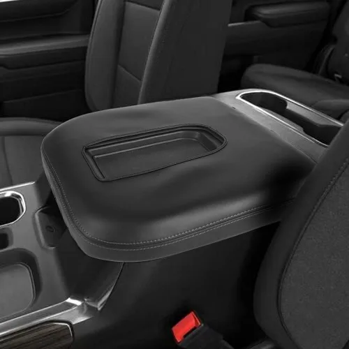 LEXLEY Funda protectora de cuero para reposabrazos de consola central para Chevy Silverado y GMC Sierra 2500HD 3500HD 2020-2023, Silverado y Sierra