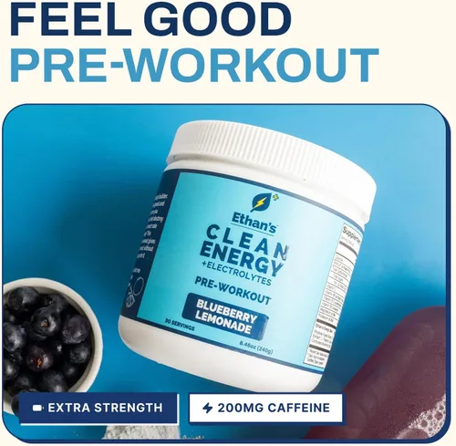 Vista 6 de Ethan's Feel Good - Mezcla de bebidas de hidratación y preentrenamiento Cafeína a base de plantas, electrolitos, vitaminas B - Limonada