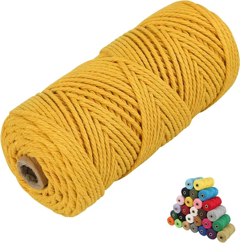 Vista 41 de Cordón de algodón para macramé, hilo torcido de 4 capas, cuerda de algodón natural, suministros perfectos de macramé, para hacer soportes colgantes