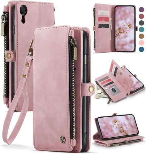 Vista 15 de Defencase Funda compatible con iPhone XR con tarjetero de bloqueo RFID para mujeres y hombres, a la moda, de piel sintética, magnética, cierre