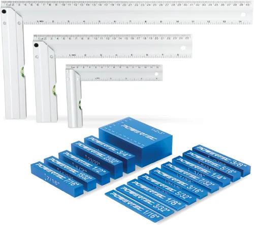 Vista 15 de POWERTEC 80025 Regla T de marcado de precisión de 12 pulgadas, regla cuadrada en T de acero inoxidable para carpintería para marcar, medir