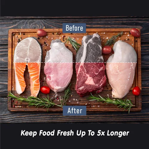 Vista 4 de Bolsas selladoras al vacío, 100 cuartos de galón de 8 x 12 pulgadas y pinta de 6 x 10 pulgadas, bolsa selladora de alimentos texturizada de grado