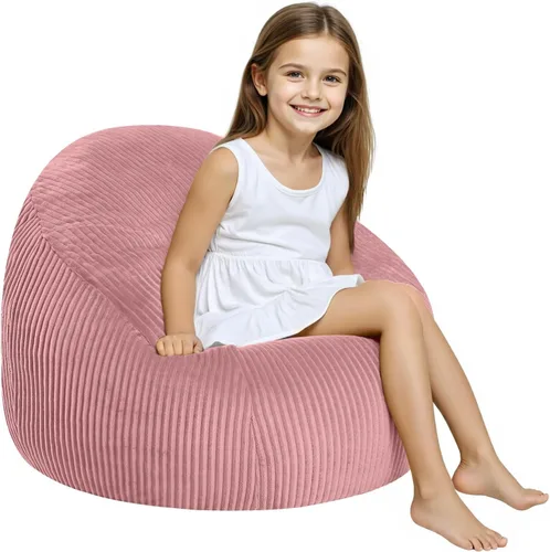 Vista 20 de COMAX Silla Puf para Niños, Sofá de Peluche para Niños Pequeños para Niños y Niñas, Sofá Perezoso de Pana con Relleno de Esponja Triturada, Silla