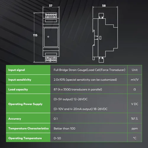 Vista 6 de CGOLDENWALL Transmisor amplificador de sensor de célula de carga guía RW-GT01A (0-10V)