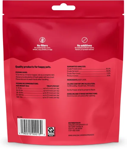 Vista 8 de Marca Amazon – Wag - Golosinas para perros liofilizadas de un solo ingrediente, hígado de res, alto en proteínas, golosinas para entrenamiento