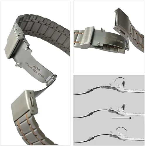Vista 3 de PBCODE Brushed Stainless Steel Watch Bands for Men Women Quick Release Watch Strap with Straight End,Solid Metal Watch Band