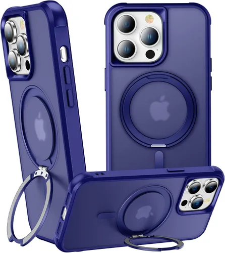 Vista 10 de Anillo giratorio magnético de 360° para iPhone 15 Plus, soporte de metal integrado y soporte de anillo, compatible con Magsafe, protección de grado