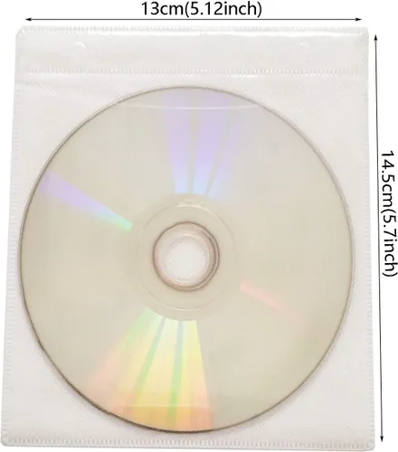 Vista 38 de Paquete de 100 fundas de plástico de repuesto de doble cara para CD y DVD, material grueso no tejido de doble cara para almacenamiento de CD y DVD