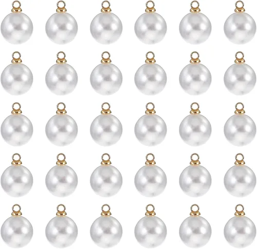 Vista 9 de PATIKIL 100 cuentas de perlas de perlas de imitación para hacer joyas, pulseras, aretes, collar, Navidad