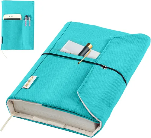 Vista 14 de Fundas de libro de lienzo, protector de libro lavable, funda de libro para novelas de tapa blanda, funda de libro ajustable para tapa dura