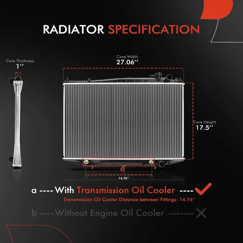Vista 2 de A-Premium Conjunto de radiador de refrigerante del motor con enfriador de aceite de transmisión - Compatible con modelos Nissan - Frontier 1998-2004