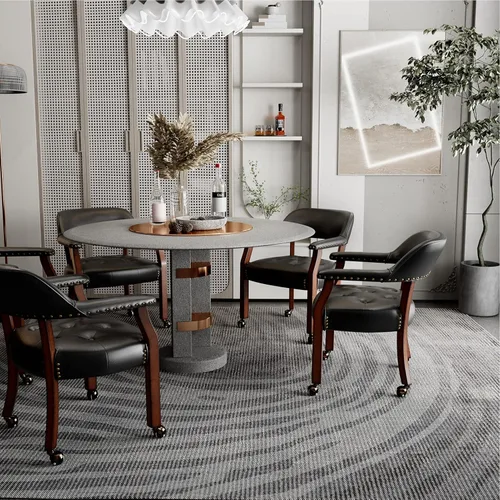 Vista 74 de Silla de comedor con ruedas, sillas de capitán con rodillos, juegos de dinette, sillas de póquer con ruedas, mesa de cocina, sillas rodantes, silla