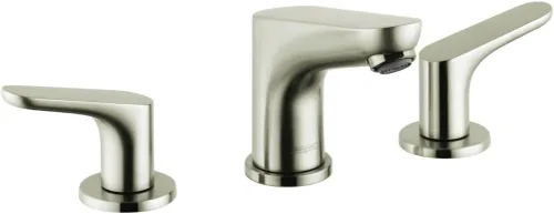 hansgrohe Focus Modern Upgrade Easy Clean de dos manijas, llave de lavabo de baño de 3 5 pulgadas de alto en níquel cepillado, 04369820
