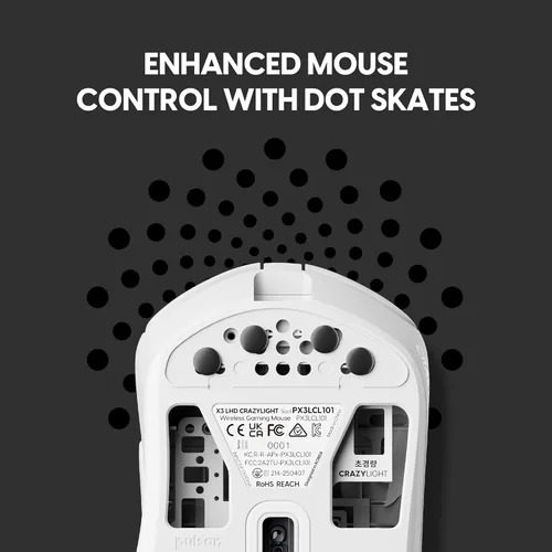 Vista 7 de Pulsar Gaming Gears - Mouse inalámbrico juegos Crazylight X3 LHD, ultraligero, 1.51 onzas, ergonomía híbrida, interruptor óptico, 32000 DPI, 750
