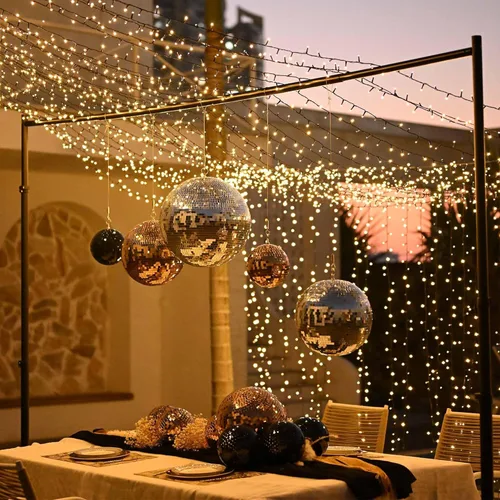 Vista 6 de Yescom Juego de 8 bolas de discoteca de 7/12/16/20/24 pulgadas, bolas de espejo surtidas, decoración de vidrio para colgar para fiestas de los años