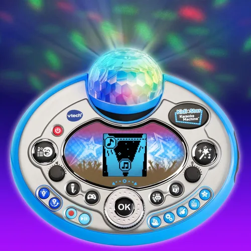 Vista 11 de VTech Kidi Star - Máquina de karaoke de lujo, 2 micrófonos con adaptador de CA, color rosa Azul