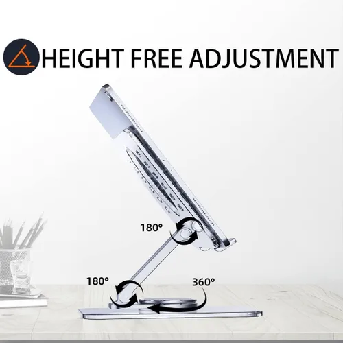 Vista 5 de Soporte acrílico giratorio de 360° para tableta, soporte de escritorio ajustable plegable transparente compatible con iPad Pro, Air, Mini, Kindle