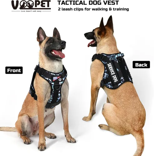 Vista 2 de voopet Arnés táctico para perro, chaleco militar de apoyo emocional con asa y Molle para perros medianos y grandes, chaleco para perros medianos