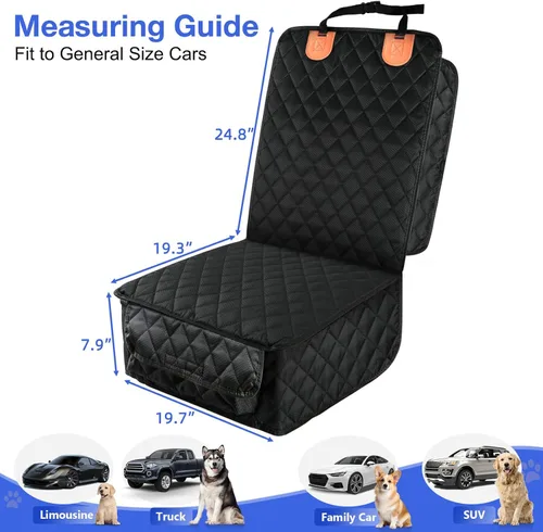 Vista 5 de PETICON Paquete de 2 fundas de asiento delantero, funda de asiento de automóvil para perro de protección completa con solapas laterales