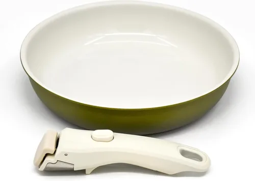 Vista 7 de Sartén de acero inoxidable de 3 capas, con revestimiento de cerámica de titanio, mango desmontable, apto para lavavajillas e inducción y horno