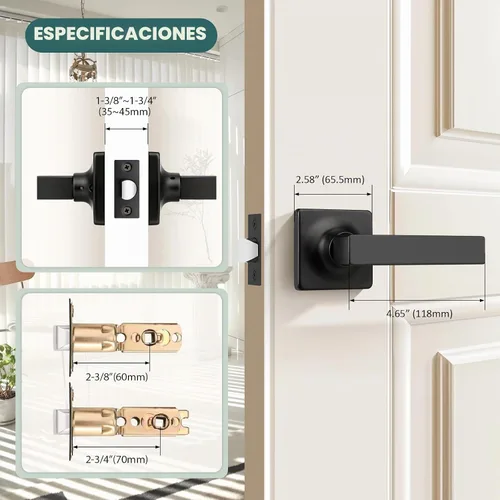 Vista 7 de GOBEKOR Paquete de 1 manija de paso, manijas de puerta negras para cerradura de puerta de armario, manija de puerta interior sin llave con cerradura