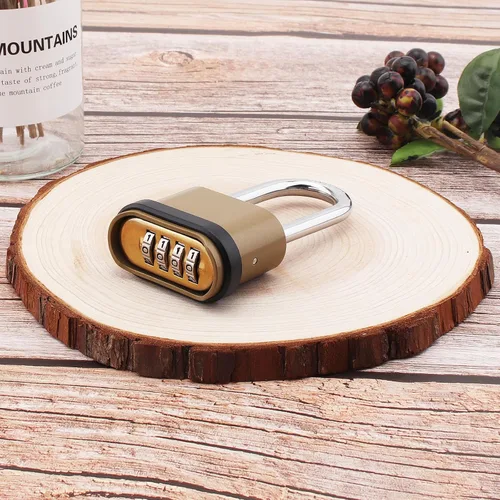 Vista 7 de Candado de combinación de 4 dígitos, candado de combinación resistente con grillete de 2.5 pulgadas de largo, candado impermeable al aire libre