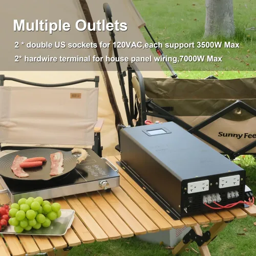 Vista 6 de WZRELB Inversor de onda sinusoidal pura de 7000W 24V, 24 voltios CC a CA 120V 240V inversor de potencia de fase dividida, 2* terminales de cable