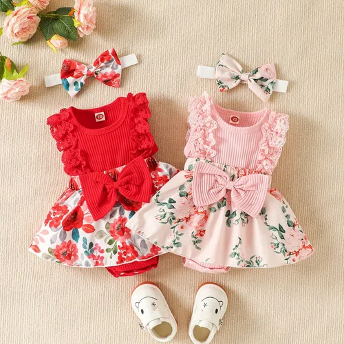 Vista 2 de Vestido de Navidad para bebé, traje de manga larga, con volantes, de reno, a cuadros, bordado, ropa de bebé casual para otoño