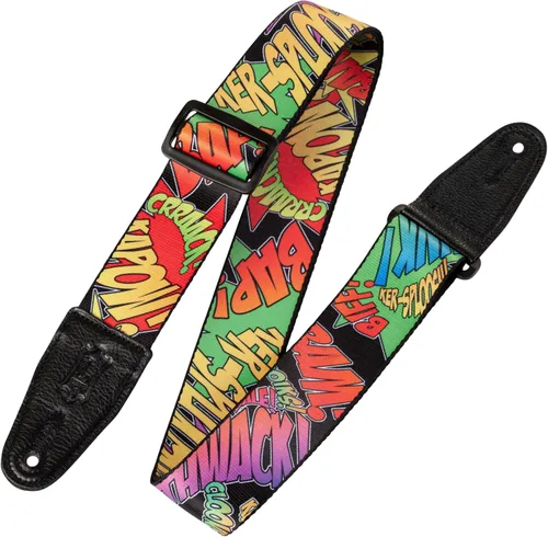 Vista 28 de Levy's Leathers - Correa para guitarra de poliéster de 2 pulgadas de ancho con extremos de cuero genuino; motivo de peces koi (MPD2-016)
