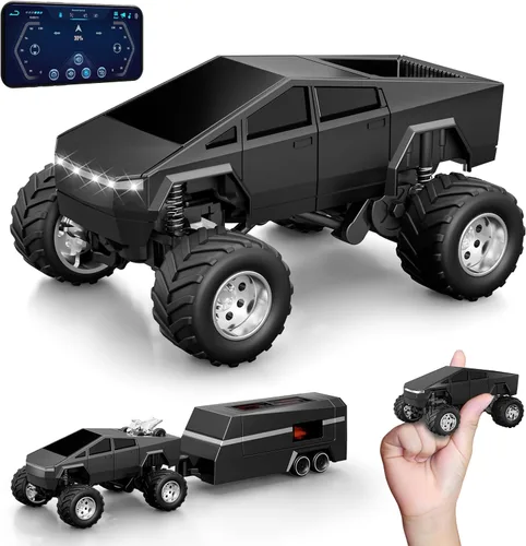 OSIMILY MINI coche RC, controlado por aplicación a escala 1:64, camión RC MINI de aleación todo terreno | Coche de control remoto con