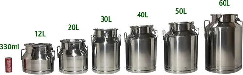 Vista 3 de 20L 5.25 galones de acero inoxidable lata de leche, jarra de leche cubo de vino cubo botella contenedor líquido almacenamiento W/tapa sellada