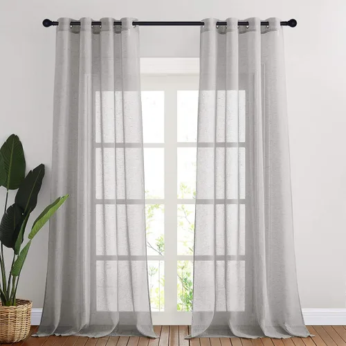 Vista 190 de NICETOWN Cortinas semitraslúcidas para ventana de cocina con ojales, 29 pulgadas de ancho x 24 pulgadas de largo, color blanco, cortinas
