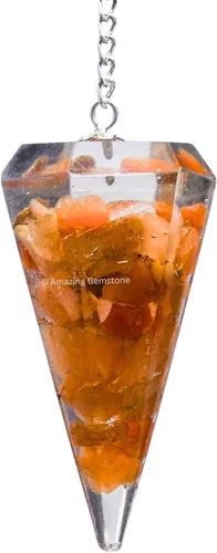 Vista 10 de Péndulos de cristal de orgón de amazonita de Amazing Gemstone para adivinación y radiestesia, péndulo de cristal con verdadero movimiento