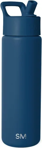 Vista 80 de Simple Modern botella de agua reutilizable con tapa con pajilla, termo de acero inoxidable con aislamiento al vacío, para gimnasio, viajes y Rocío