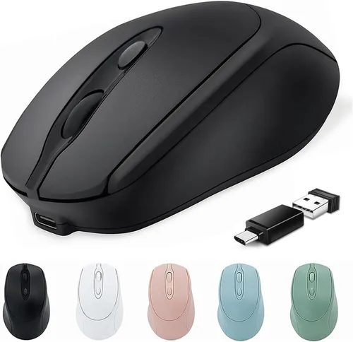 Ratón inalámbrico Bluetooth USBC para Mac Book Pro/portátil/computadora, ratón inalámbrico silencioso recargable compatible con MacBook